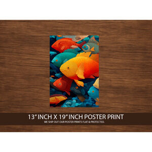 Colorful Tropical Fish Poster Print 13x19 – Vibrant Ocean Wall Art – Underwater